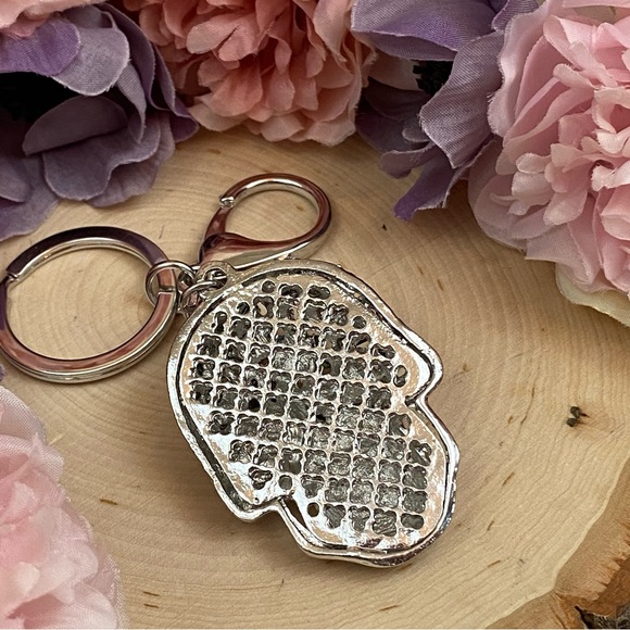 Multicolored Crystal & Silver Skull Keychain Charm - Picture 13 of 14